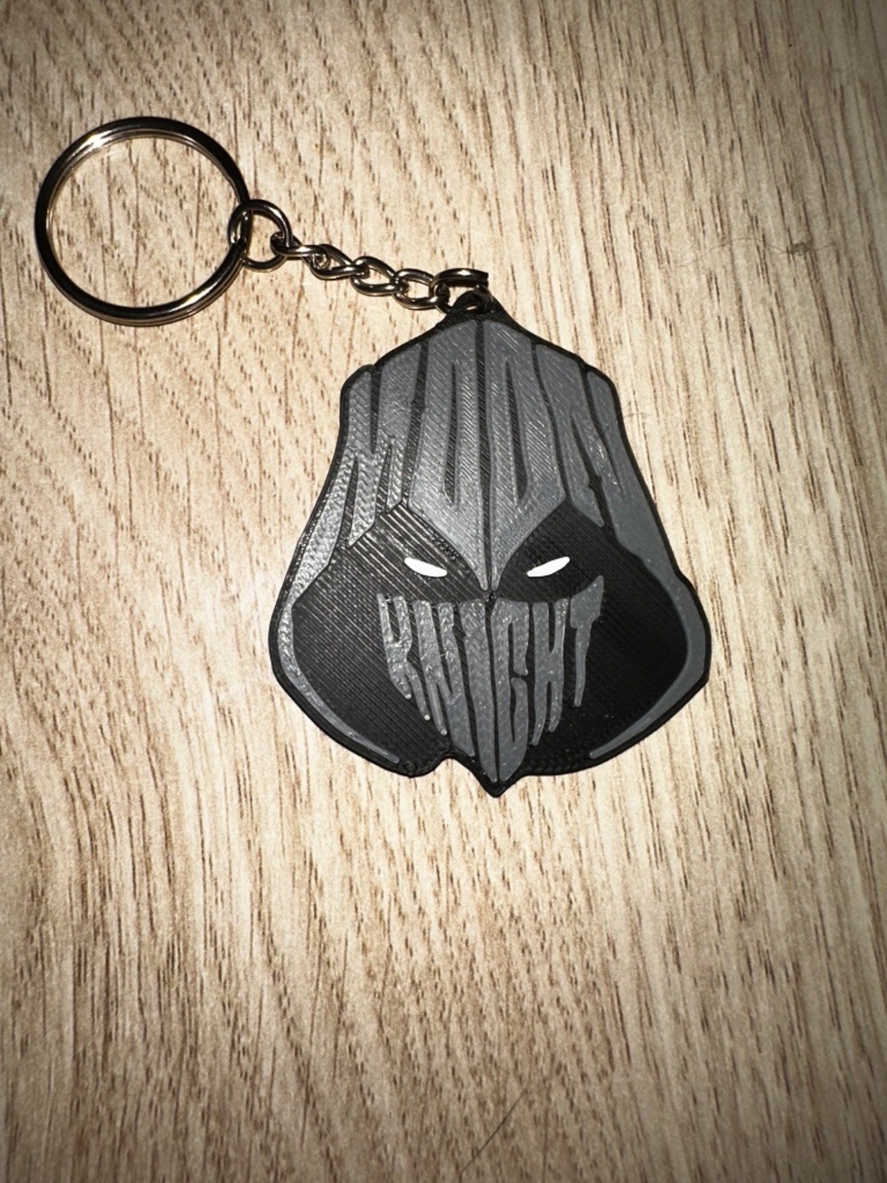 Lunar Hooded Warrior Mask Keychain – 3D Printed Crescent Vigilante Key Ring